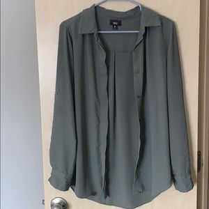 Deep green Button down Top